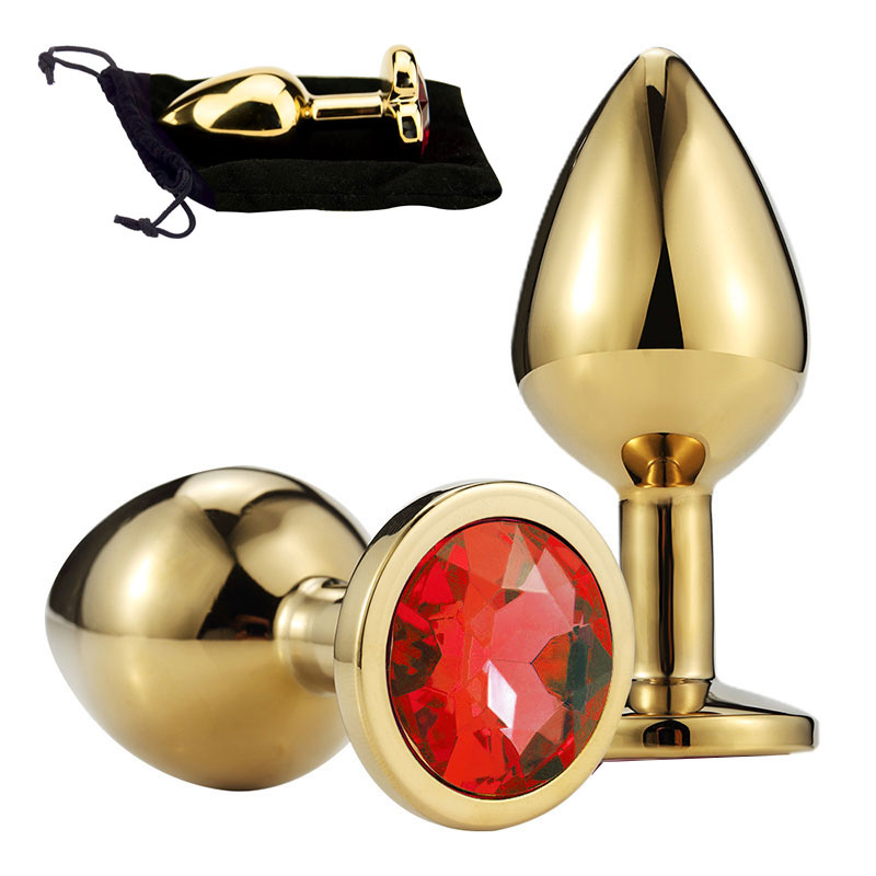 Adora Gold Jewel Princess Butt Plug - Ruby Red - Large